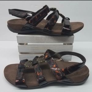 VIONIC Amber Women's Size 7 Brown Leather Beaded Strappy Sandals Shoes TVW1275